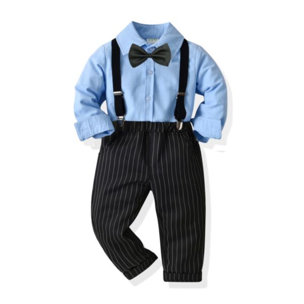 12M-7Y Toddler Boys Suit Sets Solid Color Shirts & Striped Pants Wholesale Boys Clothing KSV388697