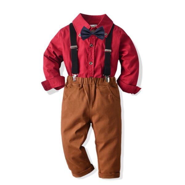 18M-7Y Toddler Boys Suit Sets Solid Color Solid Color Bowtie Shirts & Pants Wholesale Boys Clothing KSV388701