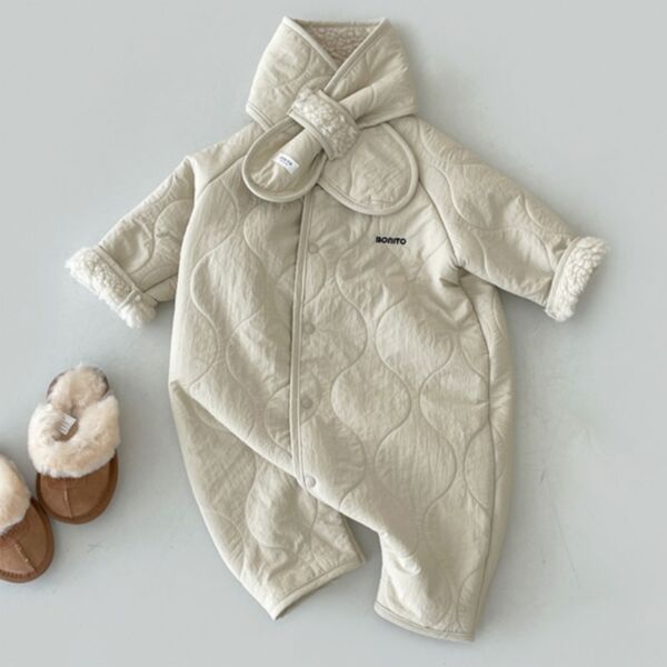 0-18M Plush Texture Fleece Button Jumpsuit Baby Wholesale Clothing KJV493332