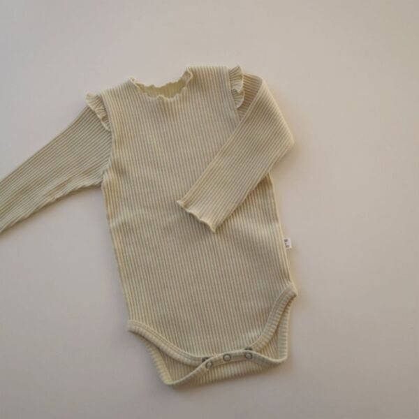 0-18M Solid Color Flying Sleeve Lotus Collar Romper Baby Wholesale Clothing KJV493330