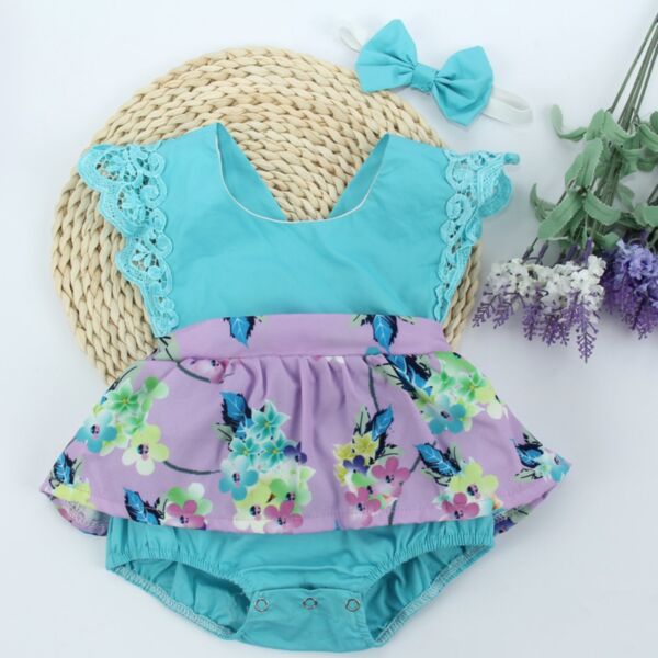 0-18M Flying Lace Sleeve Flower Skirt Romper Baby Wholesale Clothing KSV493320