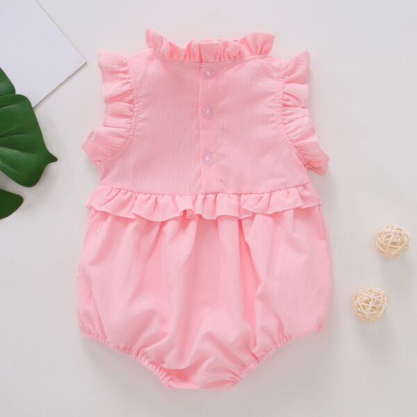 3-18M Lotus Sleeveless Solid Color Romper Baby Wholesale Clothing  KJV493318