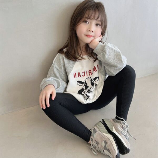 18M-6Y Toddler Girls Cartoon Letter Cow Sweatshirts Wholesale Girls Clothes KTV388639
