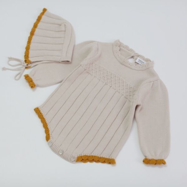 0-18M Baby Knitted Ruffle Trim Long Sleeve Bodysuit & Hats Wholesale Baby Clothing KJV591645