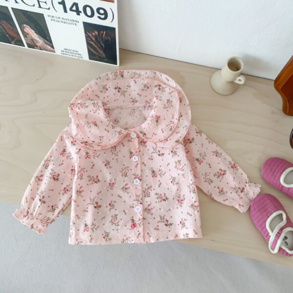 0-18M Baby Girls Floral Doll Collar Shirts Wholesale Baby Clothing KTV388782