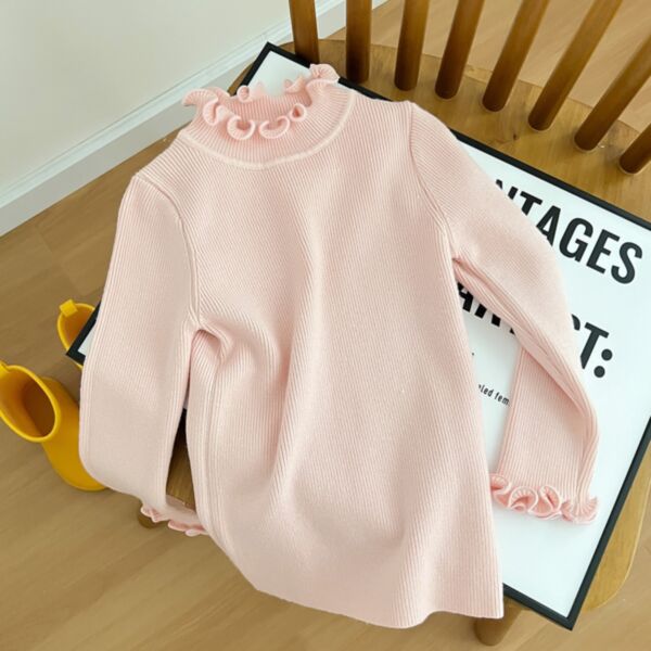 3-7Y Toddler Girls Ruffled Collar Knitted Sweater Wholesale Girls Clothes KTV388734