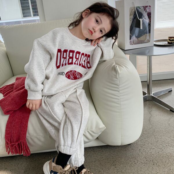 18M-6Y Letter Print Long Sleeve Sport Pullover And Trousers Set Wholesale Kids Boutique Clothing KSV493148