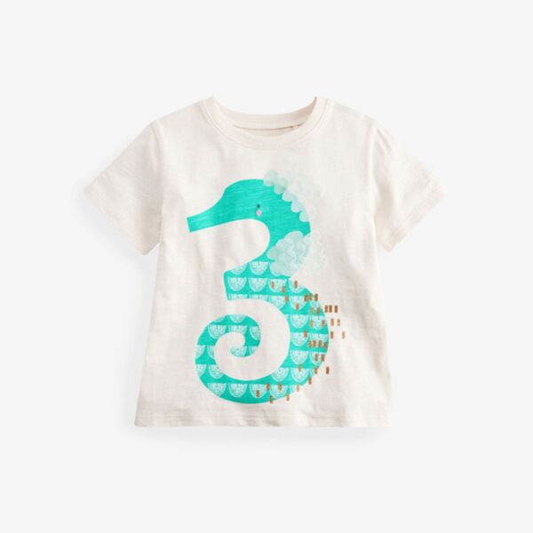 18M-7Y Hippocampi Print Knitwear T-Shirt Wholesale Kids Boutique Clothing KTV493267