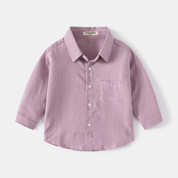 18M-6Y Solid Color Button Long Sleeve Shirt Wholesale Kids Boutique Clothing KTV493414
