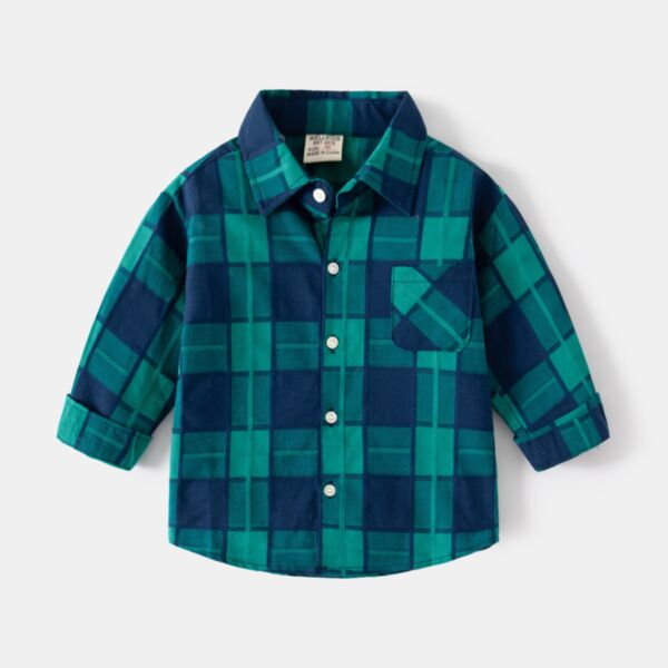 18M-6Y Plaid Button Long Sleeve Shirt Wholesale Kids Boutique Clothing KTV493413