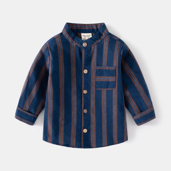 18M-6Y Striped Long Sleeve Button Shirt Wholesale Kids Boutique Clothing KTV493405