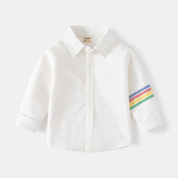 18M-6Y Striped Sleeve Button Solid Color Shirt Wholesale Kids Boutique Clothing KTV493401
