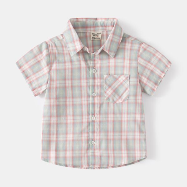18M-6Y Plaid Short Sleeve Button Shirt Wholesale Kids Boutique Clothing KTV493400