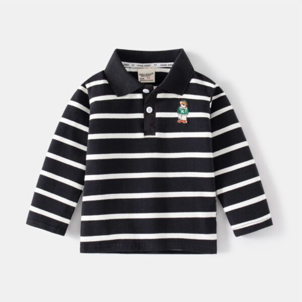 18M-6Y Striped Long Sleeve Button Litter Bear Shirt Wholesale Kids Boutique Clothing KTV493399