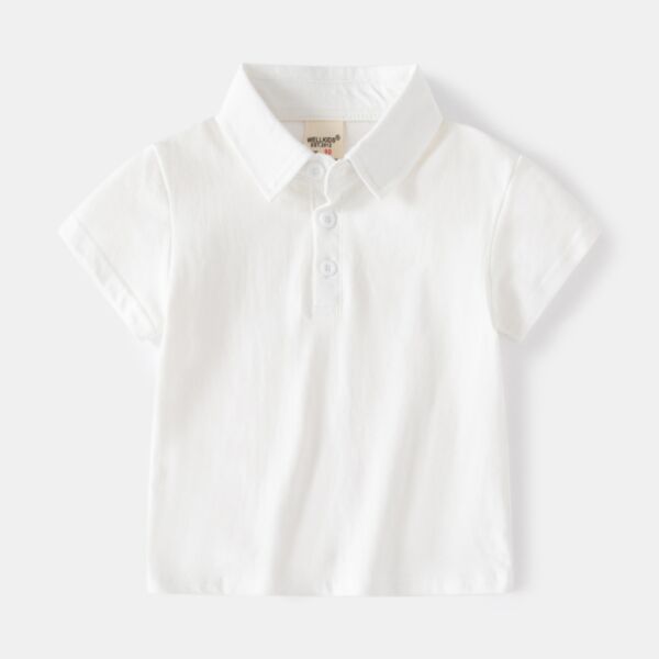 18M-6Y Solid Color Short Sleeve Cotton Mid-Button Shirt Wholesale Kids Boutique Clothing KDV493396