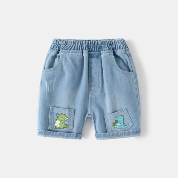 18M-6Y Cute Cartoon Dinosaur Print Denim Shorts Jeans Wholesale Kids Boutique Clothing KSHV493395