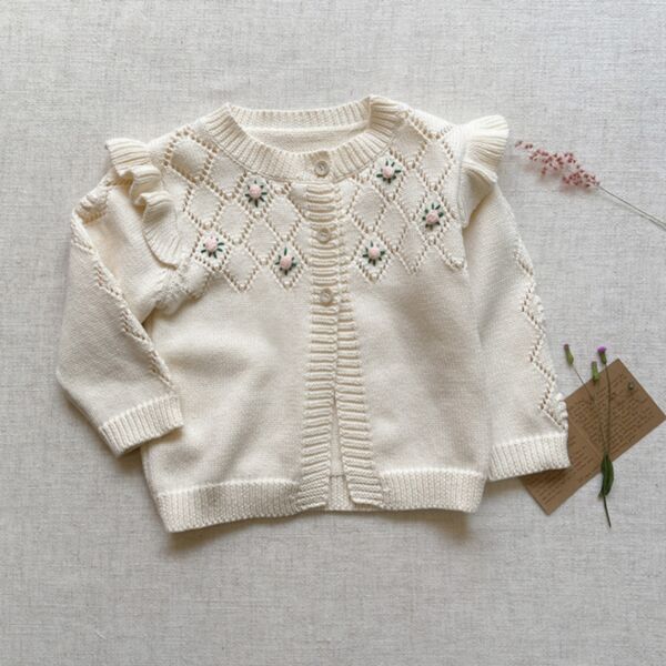 0-18M Baby Girls Floral Knitted Sweater Or Bodysuit Wholesale Baby Boutique Clothing KSV388798