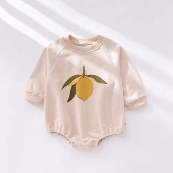 0-18M Baby Lemon Print Long Sleeve Bodysuit Wholesale Baby Clothing AliceKJV388731