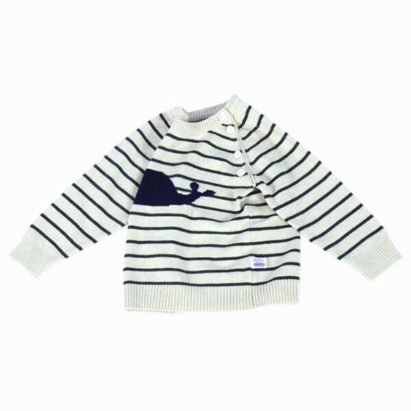 9-24M Baby Shark Striped Knitted Sweater Wholesale Baby Clothing KTV388861