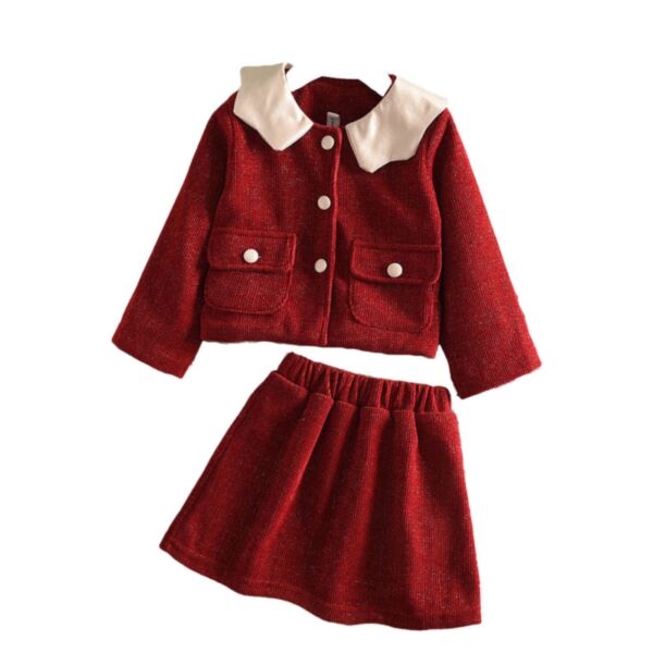 18M-6Y Toddler Girls Sets Doll Collar Corduroy Jackets & Skirts Wholesale Girls Clothes KSV591671