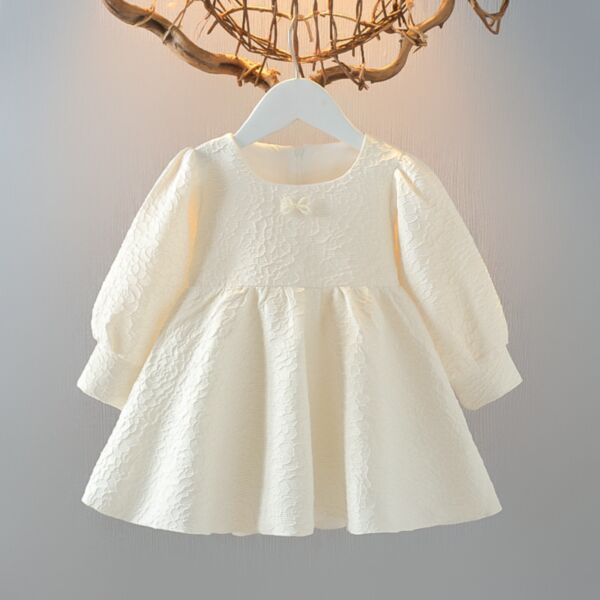 9M-3Y Bubble Sleeve Little Pearl Butterfly Solid Color Dress Baby Wholesale Clothing KDV493597