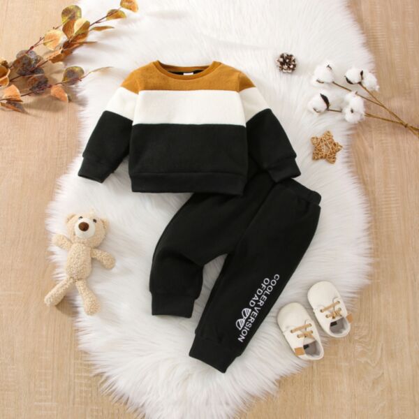 6M-3Y Colorblock Fleece Pullover And Trousers Set Baby Wholesale Clothing KSV493536