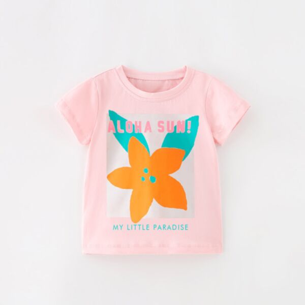 18M-7Y Toddler Girls Flower Letter T-Shirts Wholesale Girls Clothes KTV388835
