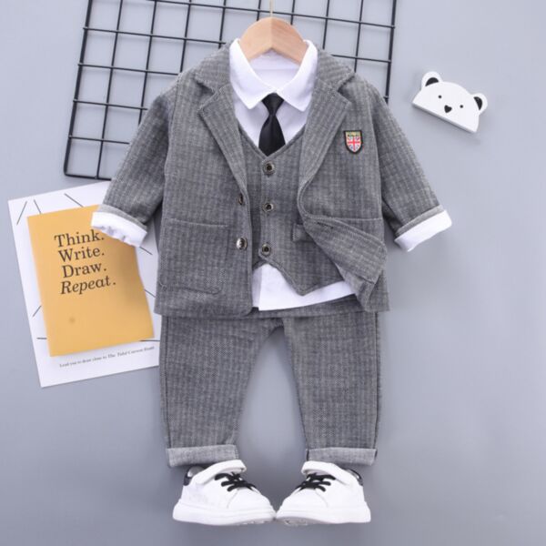 9M-4Y Toddler Boys Vest & Jackets & Shirts & Pants Four Pieces Suit Sets Wholesale Boys Clothes KSV388880