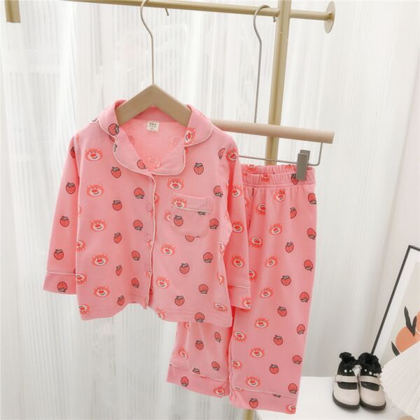 18M-6Y Toddler Girls Pajamas Sets Cartoon Strawberry Tops & Pants Wholesale Girls Clothes KSV388745
