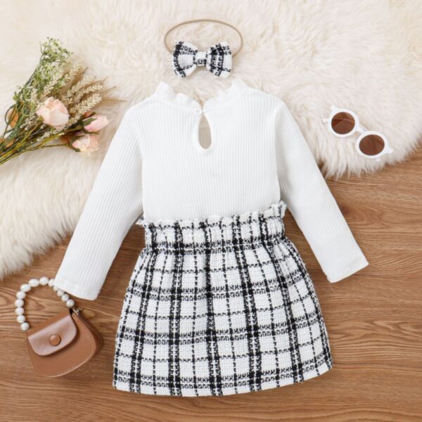 6M-3Y Stripted Lotus Collar Plaid Suspender Skirt Baby Wholesale Clothing KSV493507