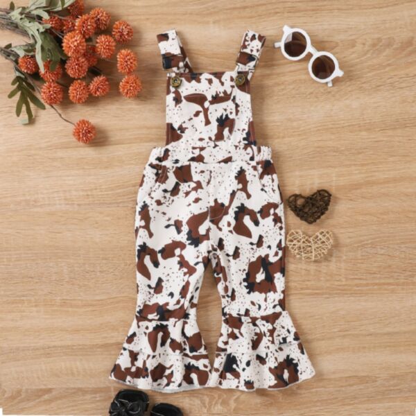 12M-5Y Leopard Print Suspender Long Flares Trousers Wholesale Kids Boutique Clothing KJV493665