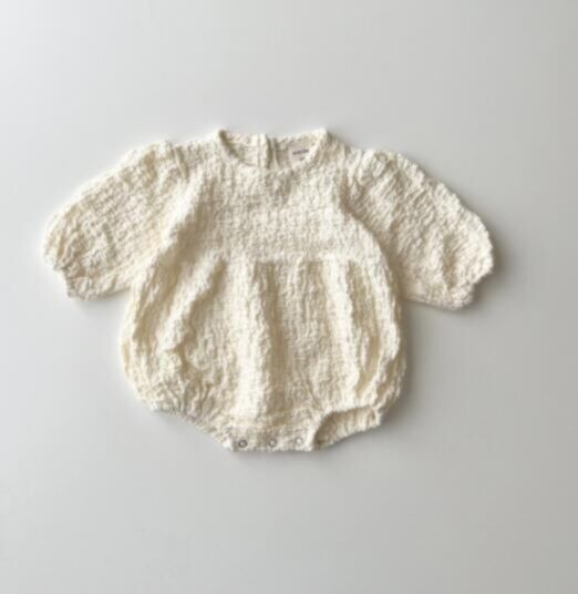 0-18M Texture Long Sleeve Solid Color Romper Baby Wholesale Clothing KJV493461