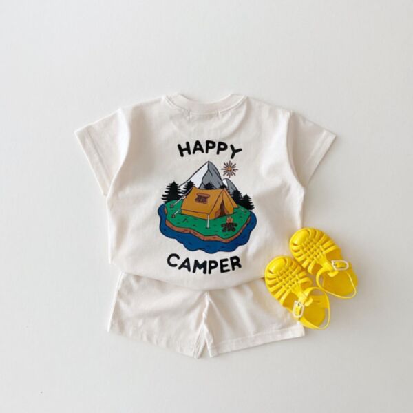 3-24M Letter Mountain Print Short Sleeve T-Shirt And Shorts Set Baby Wholesale Clothing KSV493450