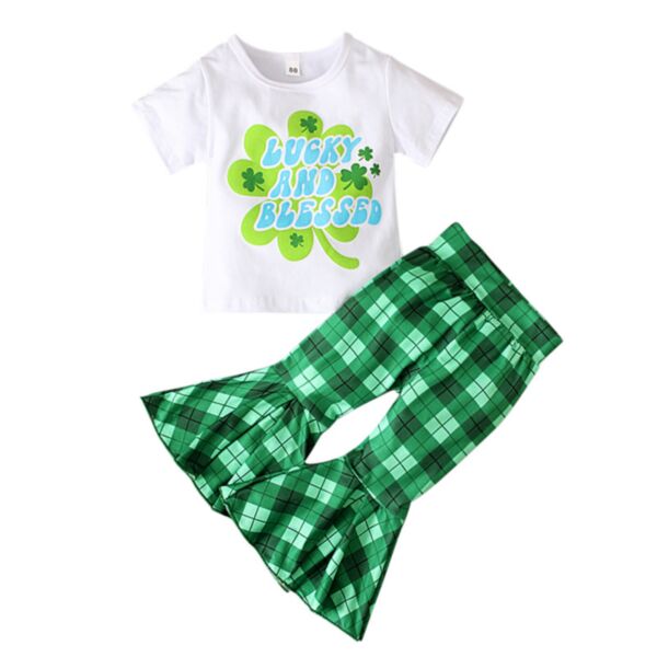 9M-4Y Toddler Girls Sets Patrick'S Day T-Shirt & Flared Pants Wholesale Baby Clothes KSV388911