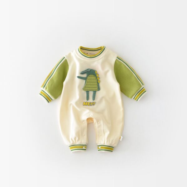0-18M Baby Dinosaur Splicing Long-Sleeve Jumpsuit Wholesale Baby Clothing KJV388894