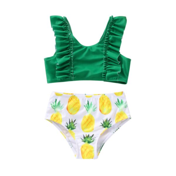 18M-6Y Summer Toddler Girls Green Top Pineapple Print Children'S Two-Piece Swimsuit Wholesale Girls Clothes KSWV388913