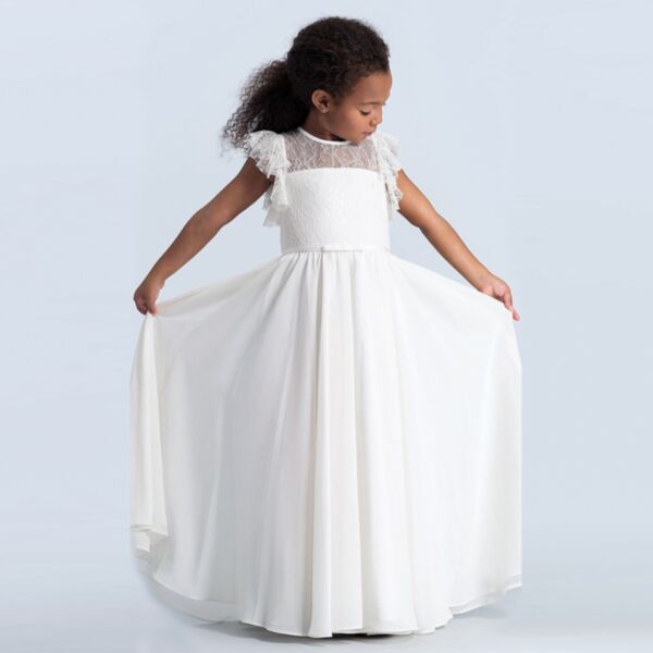 3-9Y Big Kids Girls Lace White Hollow Princess Dress Wholesale Clothing Kidswear KSV388980