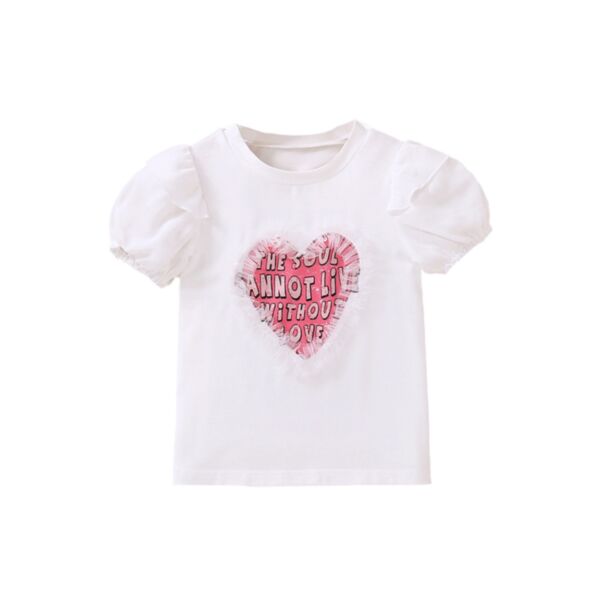18M-6Y Toddler Girls Summer Love Letter Print Short-Sleeved T-Shirt Wholesale Girls Clothes KTV389010