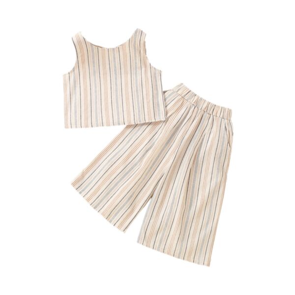 9M-5Y Toddler Girls 2pcs Striped Tank Tops & Capri Pants Wholesale Girls Clothes KSV389013