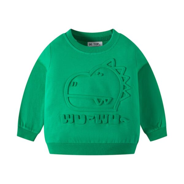 18M-7Y Dinosaur Print Long Sleeve Solid Color Pullover Wholesale Kids Boutique Clothing KTV493426