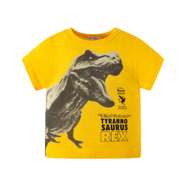 18M-7Y Animal Dinosaur Letter Print Short T-Shirt Wholesale Kids Boutique Clothing KTV493423
