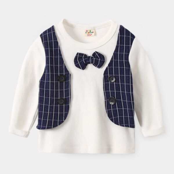 2-7Y Plaid Vest Double Breasted Colorblock Pullover Wholesale Kids Boutique Clothing KTV493408