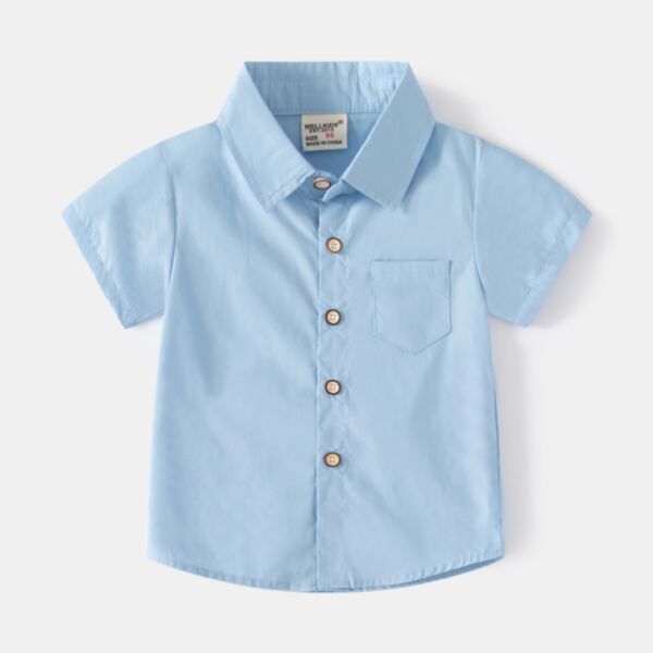 18M-6Y Solid Color Button Short Shirt Wholesale Kids Boutique Clothing KTV493403