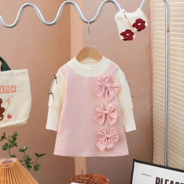 9M-3Y Bowknot Bowknot Long Sleeve Dress Baby Wholesale Clothing KDV493618