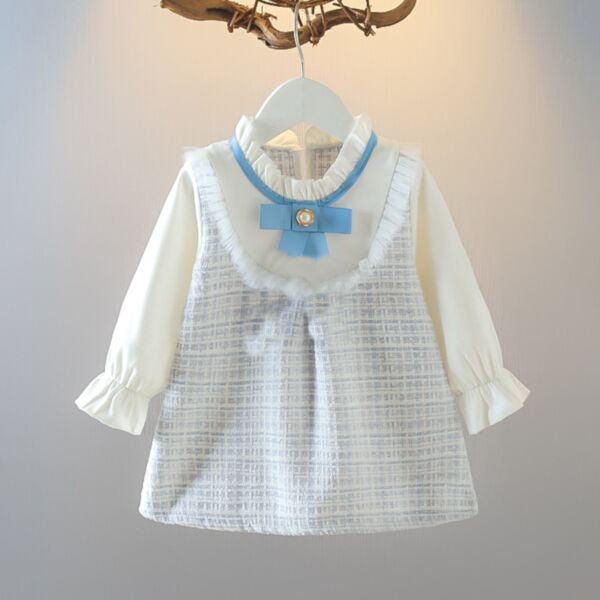 9M-3Y Lotus Sleeve Plaid Fur Collar Dress Baby Wholesale Clothing KDV493615