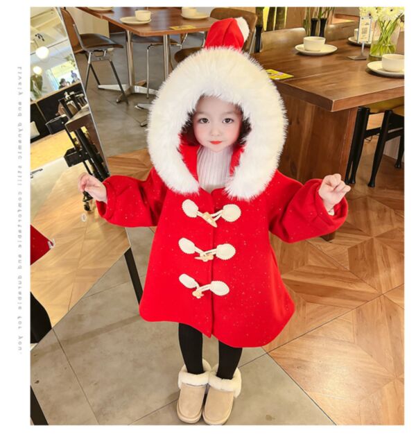 18M-6Y Toddler Girl Fur Collar Pointed Cap Padded Thickening Buckle Jacket Cute Toddler Girl Clothes Wholesale KCV591637