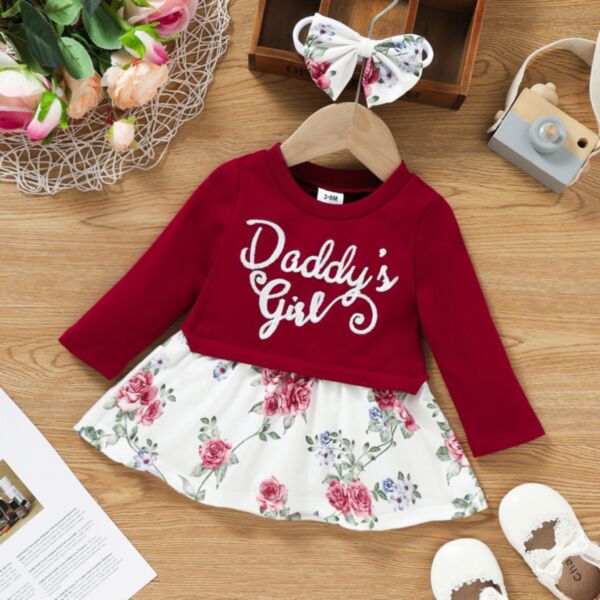 3-24M Letter Print Long Sleeve Knitwear Pullover And Flower Skirt Set Baby Wholesale Clothing KDV493706