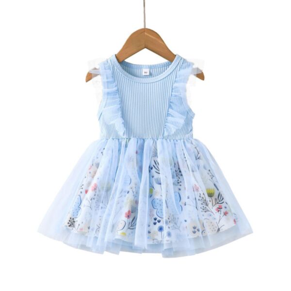 9M-4Y Mesh Sleeveless Flower Butterfly Dress Wholesale Kids Boutique Clothing KDV493705