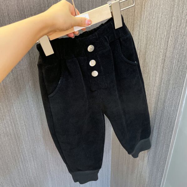 9M-4Y Solid Color Knitwear Striped Flece Trousers Wholesale Kids Boutique Clothing KPV493731