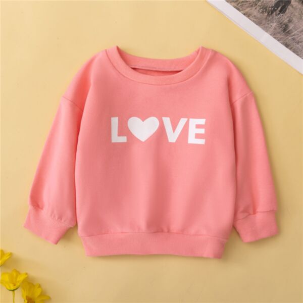 9M-5Y Love Heart Print Long Sleeve Pullover Wholesale Kids Boutique ClothingKTV493546